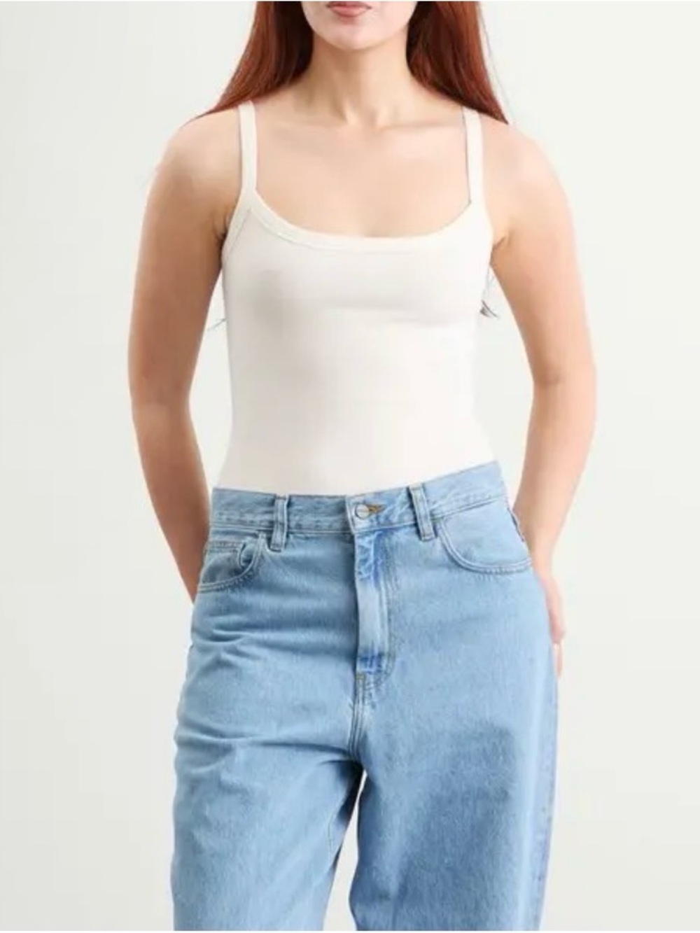 NWT SKIMS Cotton Jersey Scoop Neck Bodysuit in Marble - Large